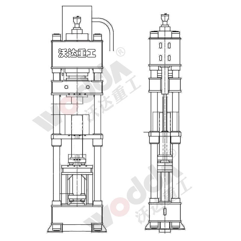 800噸石墨匣缽成型液壓(yā)機外形圖