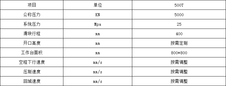 500噸錨杆托盤液壓機技術參數